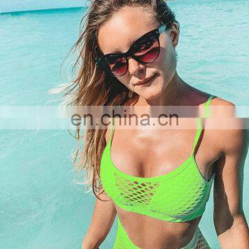 Swimwear Women 2019 Mermaid Swimsuit Halter Push Up Summer Neon Green Fishing Net Mesh Biquini Thong Bikini Maillot de Bain