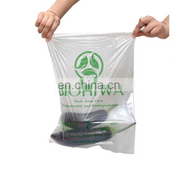 custom cornstarch 100% biodegradable clear fruit vegetable plastic produce bags on roll for supermarket with low price