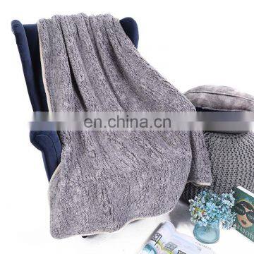 New Luxury Grey Color pv Fur Minky Brushed Double Plush Throw Blanket photo-2