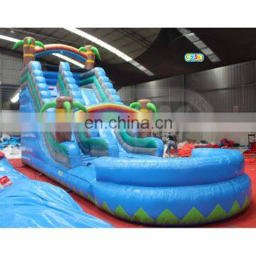Blue Palm Tree Inflatable Water Slide