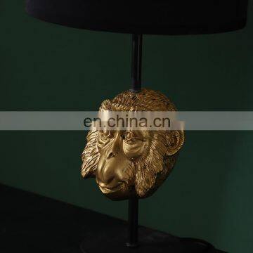 China Wholesale Classical Animal Monkey Head Shape Resin Base Gold Desk Lights for Hotel Home Decor photo-4