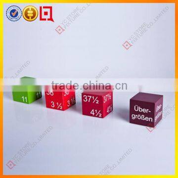 Colourful printin wooden block display