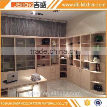 Luxury open wardrobe design with book shelf in foshan factory