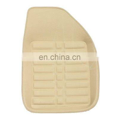 Beige Universal Car Floor Leather Mat Front & Rear Liner Easy Clean Waterproof Mat For VW/AUDI/BMW photo-3