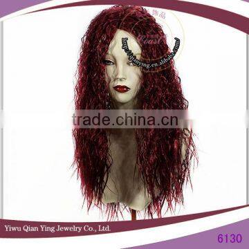 curly wine red color fashion synthetic party halloween wigs