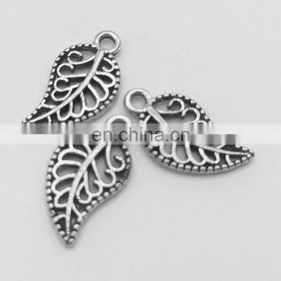 High Quality Zinc Alloy Metal Making Accessories Metal Alphabet Small leaf Charm Pendant Jewelry