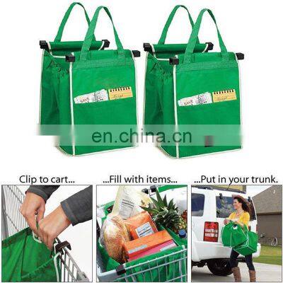 UK Shopping Bags Foldable Tote Handbag Reusable Trolley Clip To Cart Grocery