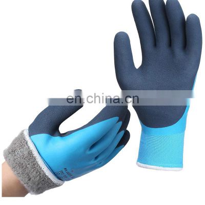 10Gauge Insulated Seamless Acrylic Loop Terry Cotton Liner Gloves Natural Rubber Coating Gloves Winter Cold Weather Gloves