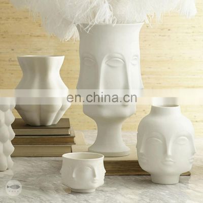 Wholesale Modern Decoration Woman White Ceramic Body Face Vase For Flower