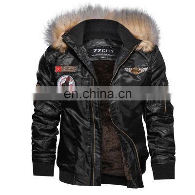 Hot sale PU leather hooded jacket new design plus size slim coat bubble coat men's leather coat winter coat clothes for male