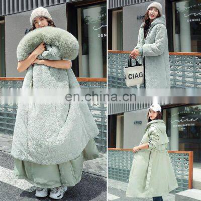 Women's Large Fur Collar Cotton-padded Jacket Women's Long Section Winter New Style Fashionable Over-the-knee One-coat Parkas photo-2