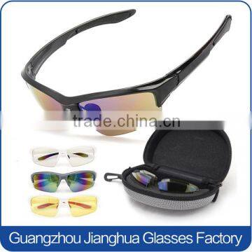 2015 Double lens pc frame high impact interchangeable sports sunglasses cycling