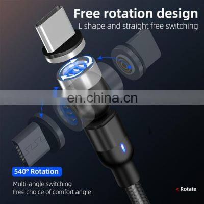 Magnetic Charge Cable 540 Degree Free Rotating L-shape Portable 3 In 1 Phone Charge Usb Cable photo-2