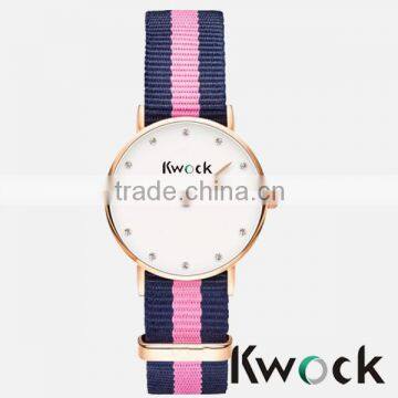 2014 Vogue fabric nylon bracelet simple face design ladies watch top sale watches