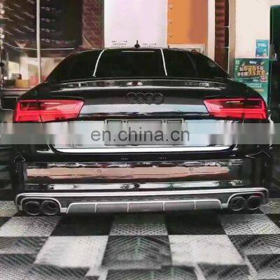 RS6 Diffuser With Tailpipe for Audi A6 Ordinary Edition Refit to Audi A6 S Line High Quality Rear Bumper Diffuser 2016-2018 photo-4