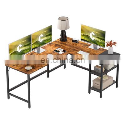 new simple L shaped desk gaming table home office tables wooden metal workstation computer modern office desks with host rack