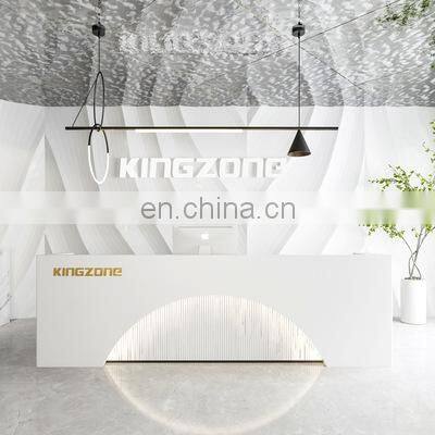 Commercial Office Furniture Factory Direct Luxury White Counter Front Desk Reception Table For Beauty Salon photo-2