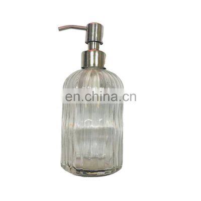 400ML Glass Clear Hand Soap dispenser Liquid Glass Mason Jar Bottle With Lotion Metal Pump Custom Mason Jar Lids