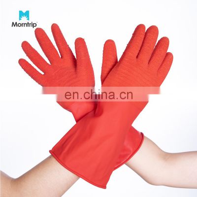 Rubber Protective Waterproof Work Gloves Cleaning Housework Washing Latex Wear Resistant Crinkled Industrial Safety Gloves