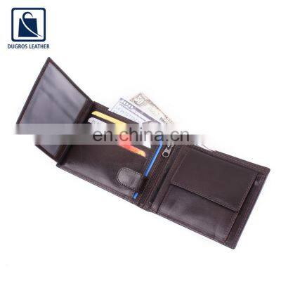 Anthracite Fittings Fashion Style Hot Selling Genuine Leather Women Wallet for Men