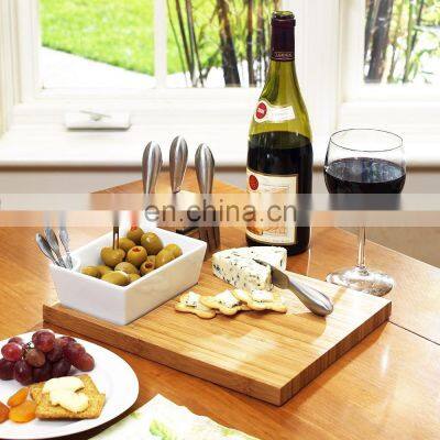 Cheese Cutting Board Bamboo Charcuterie Board/natural Bamboo Cheese Cutting Board Set With 4 Cheese Knives