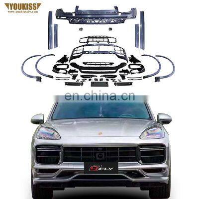 Genuine Ukiss Front Rear Car Bumper For Porsche Cayenne 18-In 9Y0 9YA Upgrade Turbo Style Kit Rear Diffuser Wheel Arch Body Kits