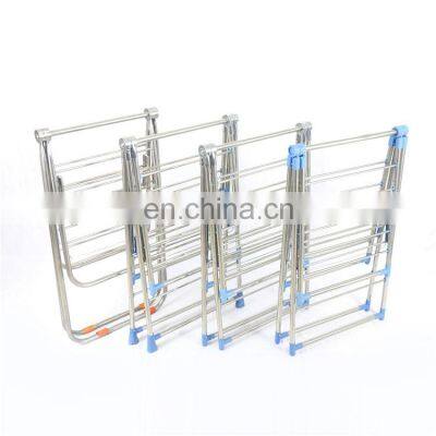 Balcony thickening floor hanger dormitory storage lengthened stainless steel folding clothes hanger