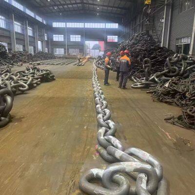 92mm Black Painted Floating Wind Power Platform Stud Link Anchor Chain photo-4