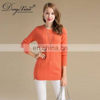Mid-Age Women's 100% Cashmere Long Sweater Winter O-Neck Chinese Style Anti-Wrinkle Anti-Shrink Solid OEM Service Available photo-5