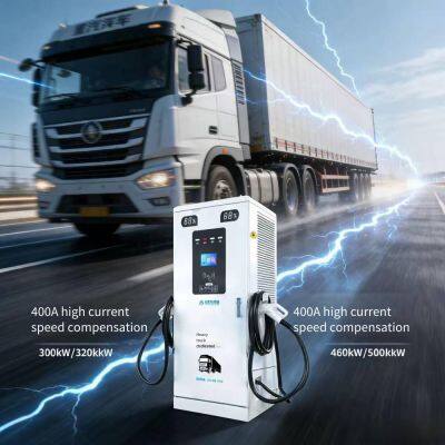320kw charging pile for heavy trucks, nine-hole dc fast charger for new energy vehicles, suitable for family and commercial use, universal for sedans, with soc system, 5-meter charging gun cable, supports qr code scanning, card swiping, password input and