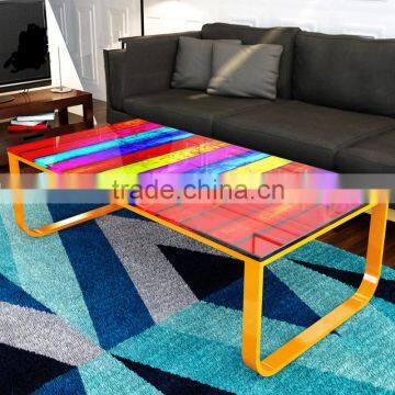 Modern Living Room Furniture Complementary Rainbow Glass Top Coffee Table                        
                                                Quality Choice