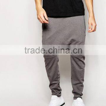 Mens Hip Hop Drop Crotch Joggers With Zip Detail