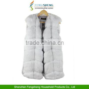 New Women's Warm Gilet Outwear Long Slim Vest Faux Fox Fur Waistcoat Jacket Coat