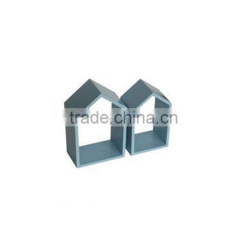 House Shape Wooden Cube Display Mini Wall Shelf photo-2