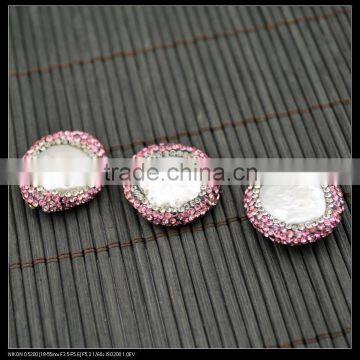LFD-0052B Wholesale DIY Pave Pink Rhinestone Pearl Connector Spacer Beads For Bracelet Jewelry Making photo-4