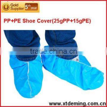 Disposable PP+PE Waterproof Shoe Covers with Elastic Ankle