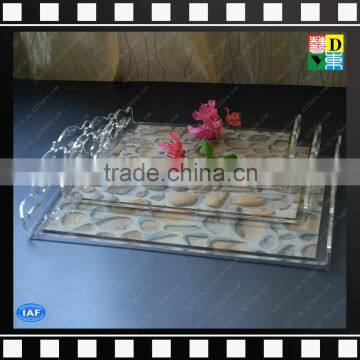 Clear Acrylic square serving trays sets with printing pattern