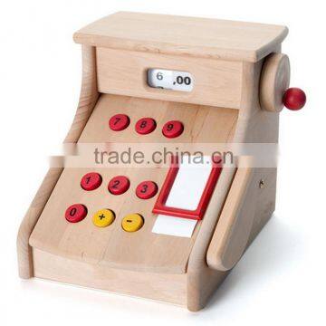 Child Care Center Role Play Handmade Wooden Kids Cash Register Toy photo-4