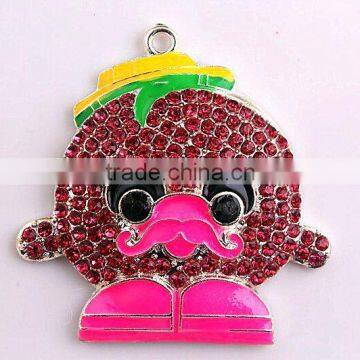 Look!! 2016 Wholesale cheap fashion large crystal alloy silver cartoon character rhinestone pendants for kids jewelry making!