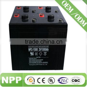 2v1500ah oem GEL rechargeable lead acid battery for solar