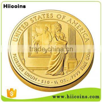 wholesale pice gold plated embossed coin