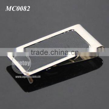 Men Style Fashion Stainless Steel Metal Black Genuine Leather Money Clip photo-2