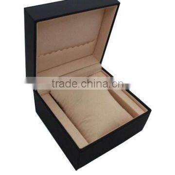 Single Black Leather Watch Box with Leather Pillow