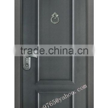 Decorative steel Doors Israeli, wooden grain vinyl, 4 way Multi security Lock, 2014 new design, China supplier