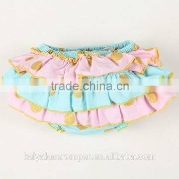 Aqua Gold Dot Baby Diaper Cover,Gold Dot Ruffle Bloomer,Girls Fashion Underwear