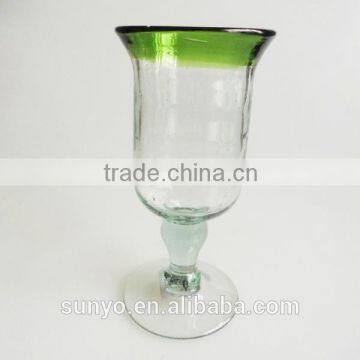 Handmade Solid Green Colored Short Stem Juice Water Glasses Drink Cup