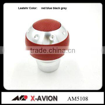 leather and aluminium shift gear knob for car