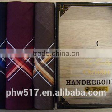 Three mounted-24 gift box cotton Cheap Satin Men's handkerchiefs custom export