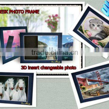 3D changeable photo Desk photo frame with 3D insert changeable lenticular photo