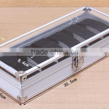 fashion aluminum jewelry case gift box, acrylic 6pcs watch box ZYD-BX92712